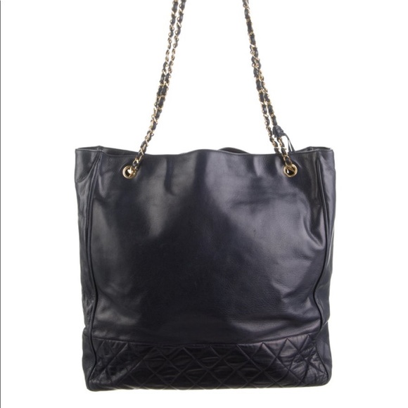 Chanel Navy Quilted Tote Handbag - Picture 2 of 16
